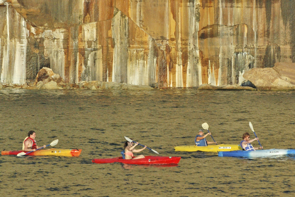 Pictured Rocks National Lakeshore Kayakers in Lake Superior along the Pictured Rocks.